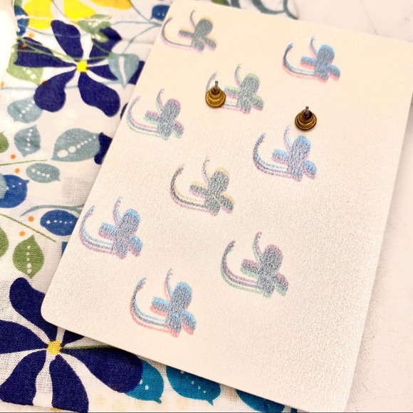 Circle Midcentury Stripe Hoop Goldtone Earrings Geometric Round Retro Pierced - Picture 7 of 9